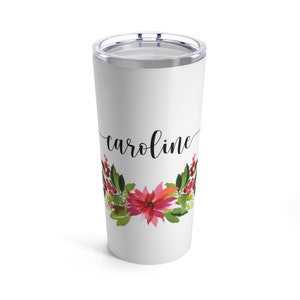 Personalized Tumbler with name, Christmas Bridesmaid gift, Stainless Steel Tumbler 20oz, Customized Travel Mug, 21st Birthday Gif for her