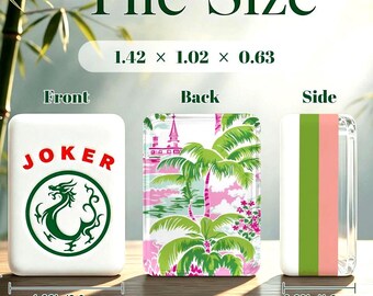 Palm Springs Mahjong Tiles: Pink, Green, Tropical Retro Game Set