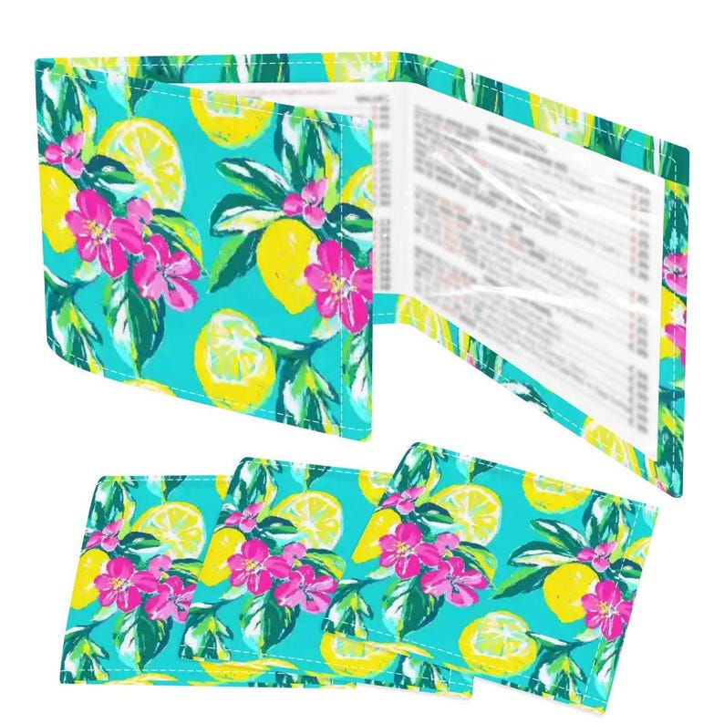 Lemon Mahjong Card Holders Set of 4 with Line Finders | Amalfi Coast Italian Citrus Mah Jongg Sleeve | Preppy Grandmillennial Gift Players image 1