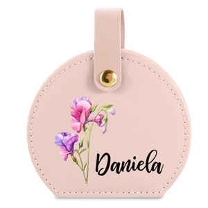Bloemen sieradendoosje met naam gepersonaliseerde geboortebloem sieradendoosje Verjaardagscadeaus voor haar Compacte reissieradenorganizer doos geboortemaand