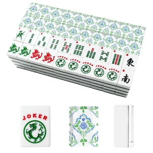 Juego de fichas de Mahjong Americano Floral, juego de Mahjong personalizado, Mahjong retro colorido, juego de 166 fichas de acrílico grabadas con bolsa de viaje, regalo para mamá. imagen 2