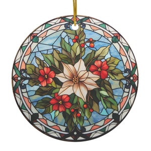 Stained Glass Ornament - Christmas tree Decoration 2023 ornaments Snowman  keepsake Holiday gift ideas Round Ceramic Bauble Present