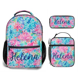 Set de rentrée scolaire avec prénom, cadeau personnalisé, sac à dos étudiant personnalisé, sac à lunch isolé, trousse à crayons, sac d'école personnalisé, sac à lunch, pochette à stylos