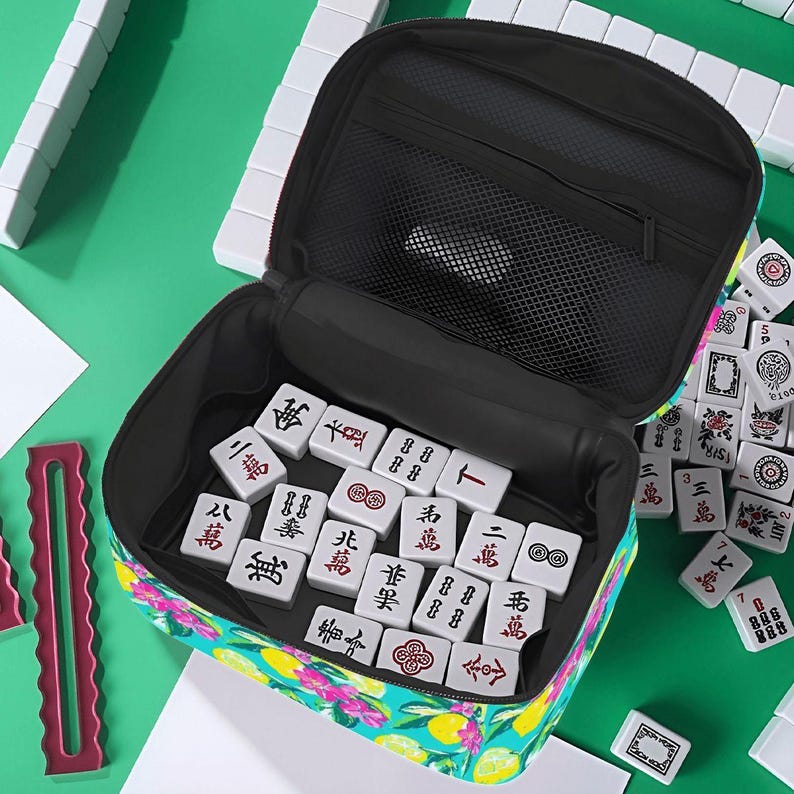 Lemon Mahjong Bag - Large Mah-Jongg bags, Italian Amalfi Mahj Case, Custom Citrus Mah-Jongg Chinoiserie Gift, American Mahjong Accessory image 4