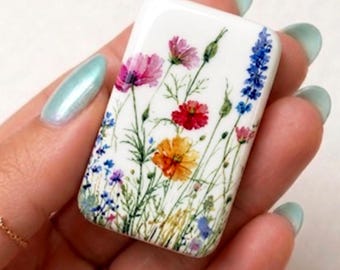 Wildflower Watercolor American Mahjong Tile Set (166 Tiles, NMJL Style) – Floral Game Gift
