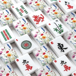 Wildflowers Mahj Tile Set American Mahjong 166 Tiles Classic Mah-Jong Tiles with Storage box Watercolor Floral Majong Game Gift for Players image 7