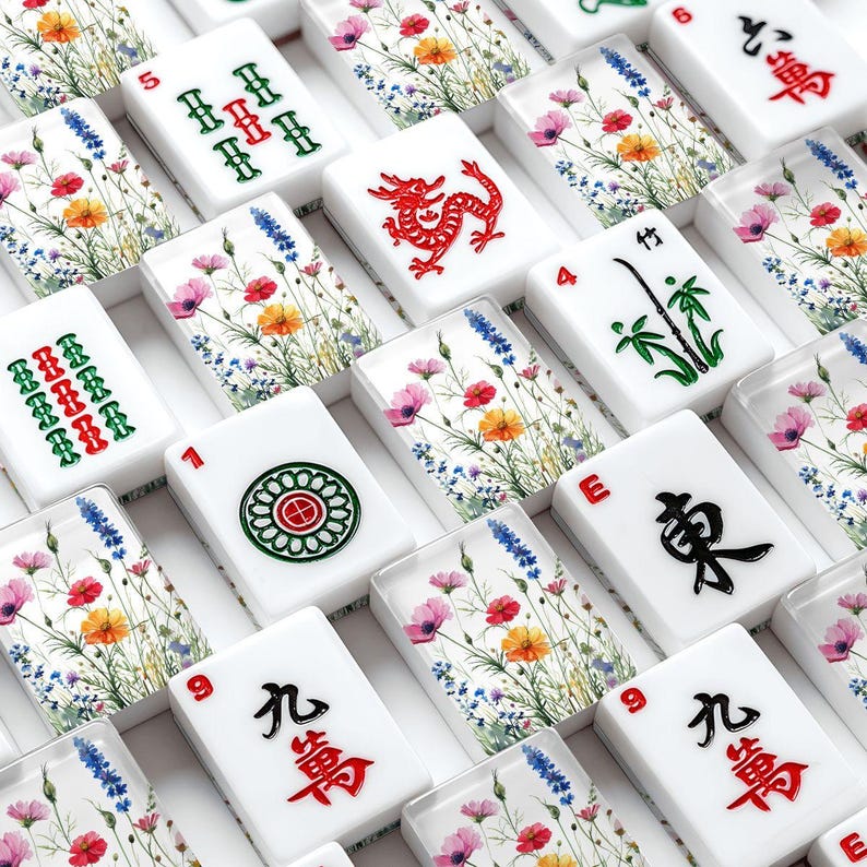 Wildflowers Mahj Tile Set American Mahjong 166 Tiles Classic Mah-Jong Tiles with Storage box Watercolor Floral Majong Game Gift for Players image 7