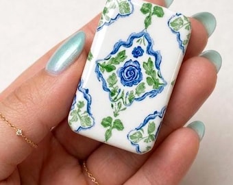 Grandmillennial Mahjong Tiles Set Hydrangea Mah-jongg Set, American Mahj Tiles Blue Green Floral Chinoiserie Mahj Gift, 166 Acrylic Tiles