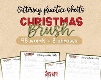 Christmas Brush Lettering Practice Worksheet
