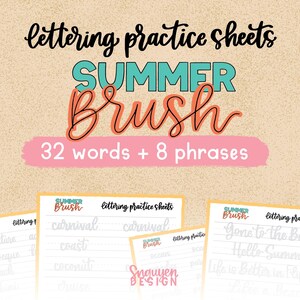 Summer Brush Lettering Practice Worksheet
