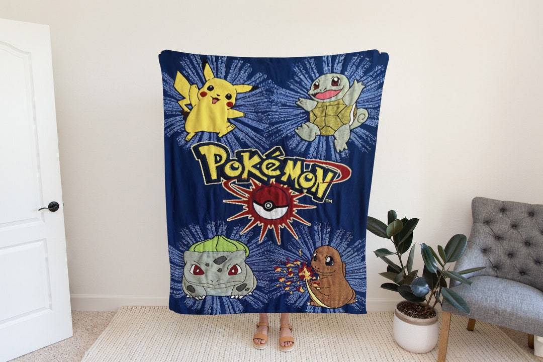Vintage Northwest Woven Pokemon Throw Blanket Pikacho Anime for Kids