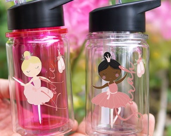 Ballerina Water Bottle, Custom Girl Ballerina Gift Ballet Water Bottle, Personalized Water Bottle, Kid Water Bottle, Ballerina Birthday Gift