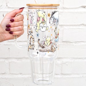 Honey Bear and Friends Iced Coffee Cup with Lid and Straw, Gift for Best Friend