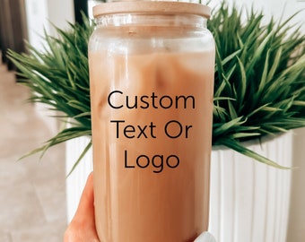 Custom Logo Iced Coffee Cup With Lid And Straw, Custom Beer Glass Tumbler, Customizable Tumbler, Personalized Design Company Logo Ice Coffee