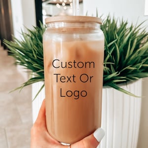 Custom Logo Iced Coffee Cup With Lid And Straw, Custom Beer Glass Tumbler, Customizable Tumbler, Personalized Design Company Logo Ice Coffee