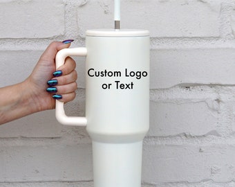 Custom Logo 40oz Metal Tumbler With Lid And Straw And Handle, Custom 40oz Spill Proof Customizable Tumbler, Personalized Design Company Logo