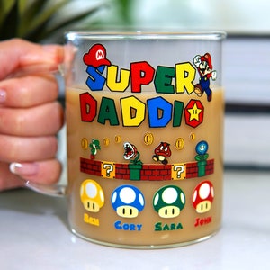 Super Daddio Mug Mario, Funny Dad Coffee Mug, Kid Father&#39;s Day Gift, Super Dad Gift Mug, Gamer Daddy Mug, Fathers Day Mug, Birthday Gift Dad