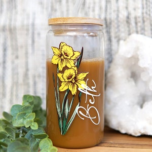 Birth Flower Personalized Tumbler with straw: Custom Bridesmaid or Birthday Gift, USA Made Cup, product photo 4