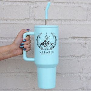 ACOTAR 40oz Metal Tumbler with Lid Straw Handle, Velaris City Of Starlight Mug, To The Stars Tumbler, Night Court Gift Merch Tumbler