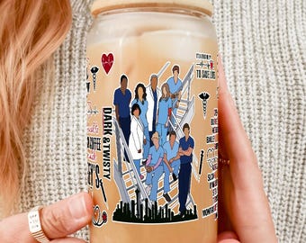 Medical Drama Iced Coffee Cup with Lid and Straw, TV Fan Gift for Nurses