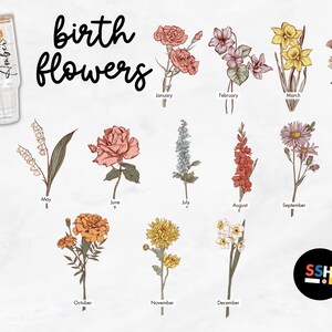 Birth Flower Personalized Tumbler with straw: Custom Bridesmaid or Birthday Gift, USA Made Cup, product photo 3