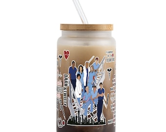 Medical Drama Quote Glass Cup with Lid and Straw, Iced Coffee Nurse TV Lover Gift
