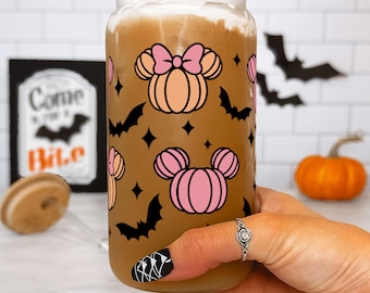 Mouse Pumpkin Halloween Cute Cup, Fall Iced Coffee Spooky Season Gift, Halloween Themed Gift for Women Mouse Cup Tumbler
