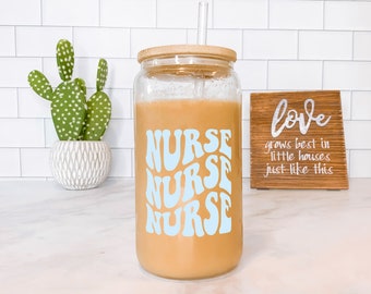 Nurse Appreciation Glass Coffee Cup: Handmade RN/LPN Gift