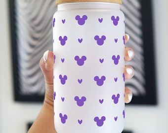 Color Changing Mickey Mouse Cup with Lid and Straw, Beer Can Glass Cup with Design, Iced Coffee Glass, Cute Gift for Women Mouse Cup Tumbler