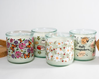 Non-Toxic Soy Coconut Wax Candle: Recycled Glass Jar, Cork Lid