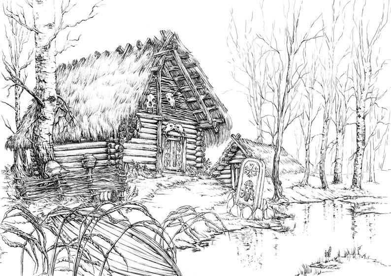 PRINTABLE COLORING BOOK in Pdf vintage Sceneries Digital Download Hand-drawn Illustrations in an ...