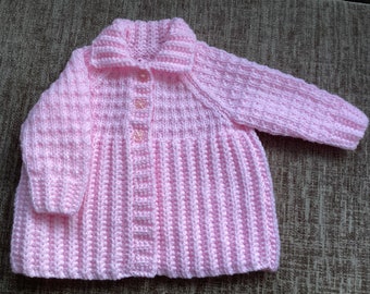 Hand knitted matinee jacket/coat/cardigan, 0-3 months