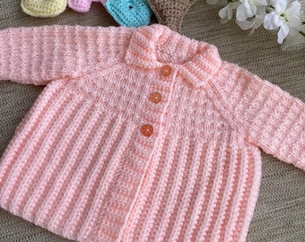 Hand knitted matinee jacket/coat/cardigan, 0-3 months