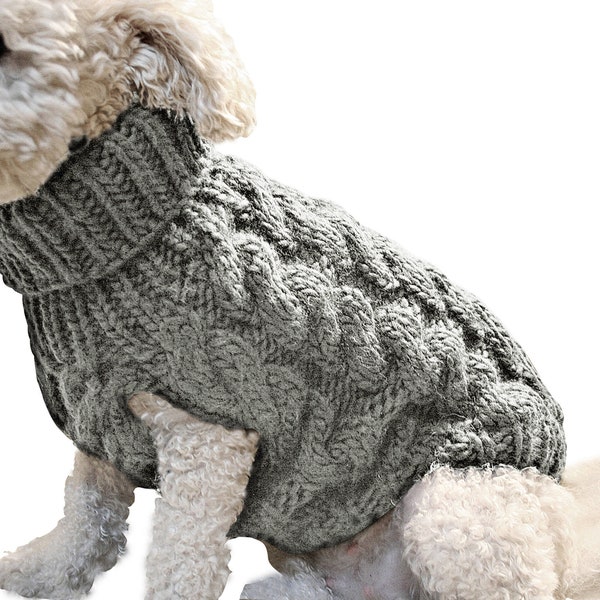 Pet Chunky Knit Sweater Kawaii Wool Cat and Small Dog Winter Turtleneck Clothes - C7/9