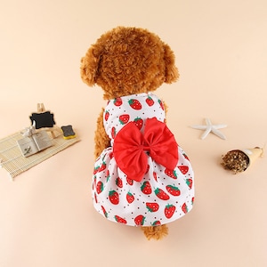 Kawaii Pet Strawberry Dress Cute Small Dog and Cat Clothes - C7/8