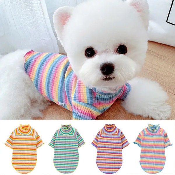 Kawaii Pet Dog Cat Rainbow Shirt - C9/10