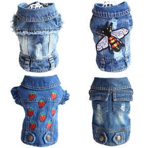 ThePawCity | Cute Dog Clothes Small Dog Denim Jacket Coat Cat Costume Puppy Jeans Vest Spring Clothing Outfit - C9/11