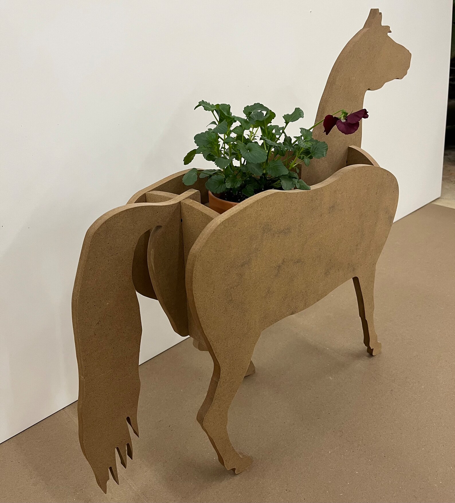 Horse Pot, Wooden Pet, Horse Pattern, Decorative Planter, Wood Planter