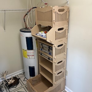 Complete set of Stackable Shelves, crates and trays, CNC Router Files, Modular Stackable shelves, crv ai dxf svg design files