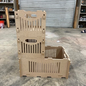 Stackable Storage Crate Box, CNC Router Files, DIY Stacking Wood Crates, Modular Stackable Box, crv ai dxf svg design files