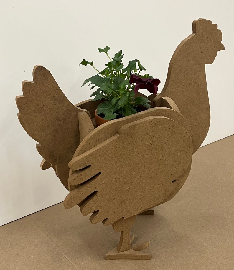 Chicken Pot, wooden pet, chicken pattern, decorative planter, wood planter, laser and cnc cutting, digital file, svg, pdf, dxf, crv image 3