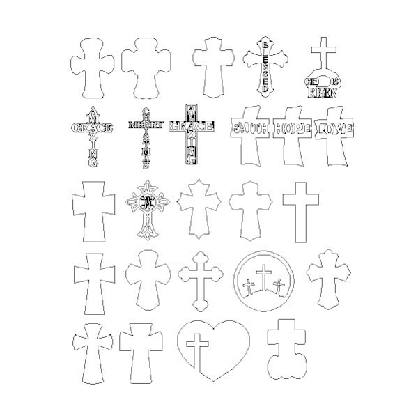 25 Crosses, SVG and DXF file, Door Hanger, cnc machine files