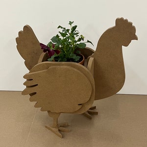 Chicken Pot, wooden pet, chicken pattern, decorative planter, wood planter, laser and cnc cutting, digital file, svg, pdf, dxf, crv image 1