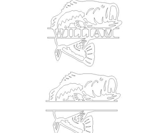 Bass personalized hanger SVG and DXF file, Door Hanger, cnc machine files