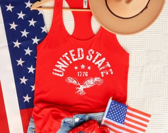 UNITED STATE Graphic Racerback Tank Top