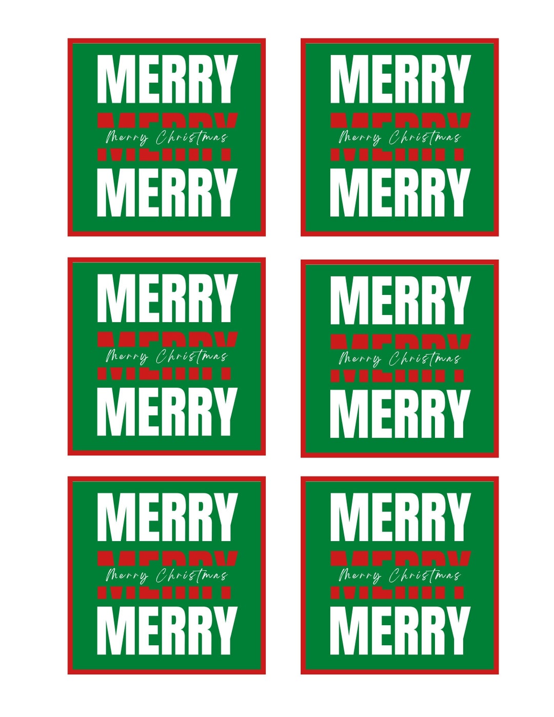 Printable Merry Christmas Gift Bag Tags for School Parties Etsy