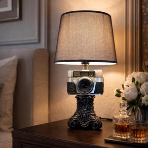 Vintage Kamera Tischlampe, Retro handgemachte Beleuchtung, einzigartiges Wohnkultur Geschenk