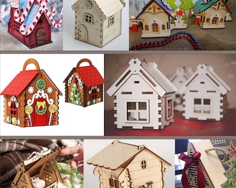 Wooden Christmas Village Set – Laser Cut Files, Festive Decor (Digital Download)