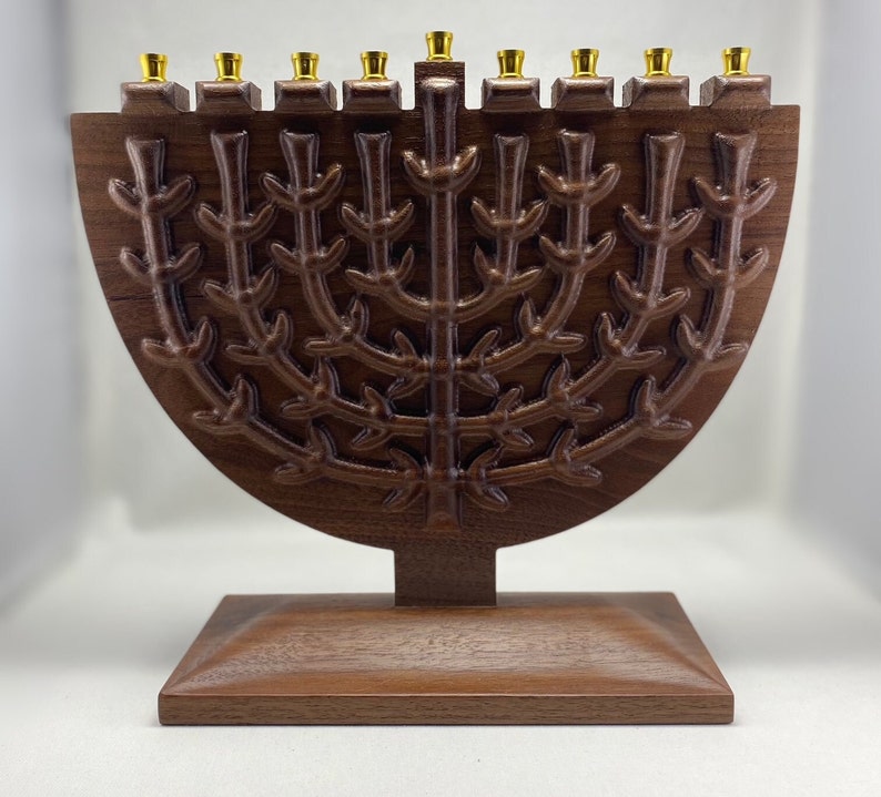 Custom Walnut Wood Menorah Hanukkah Candle Holder image 2