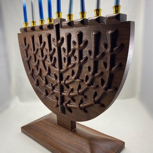 Custom Walnut Wood Menorah Hanukkah Candle Holder image 4